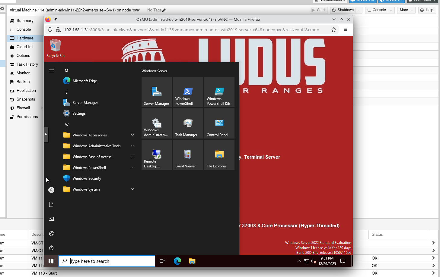 Connexion au contrôleur de domaine Windows dans le lab Ludus